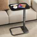 Kitstorack Upgraded TV Tray Table with Panel Lock, Adjustable Height & 90° Flip-Over Design, Sofa Arm End Side Table for Eating, Dinner, Snack, Laptop, Couch, Bed, Chair or Small Spaces, Black by Kitstorack