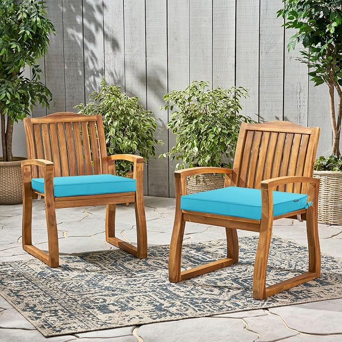 Outdoor Chair Cushions Set of 2, 19 x 19 x 3 Inch Seat Pads | Waterproof Patio Chair Cushions with Tie, Fade Resistant Cushions for Outdoor Furniture Garden Lawn, Teal - Image 6