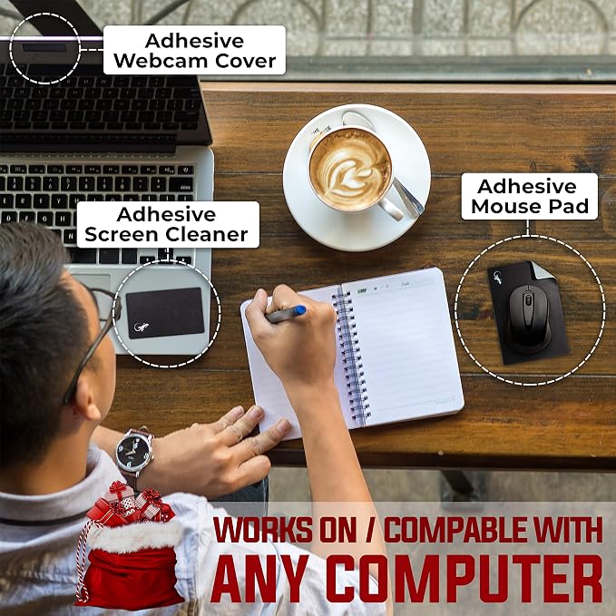 Mouse Pad Adhesive Bottom - Sticks to Any Surface - Portable - Webcam Covers and Screen Cleaner Included (10 Pack - Event Pack) - Image 7