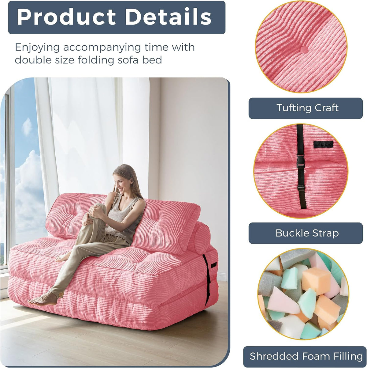 MAXYOYO Folding Sofa Bed, Convertible Chair Bed with Pillow - Image 5