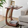 Solid Wood C Shaped End Table with Wheels,Walnut Color(15.7" W) by MLRDWLS