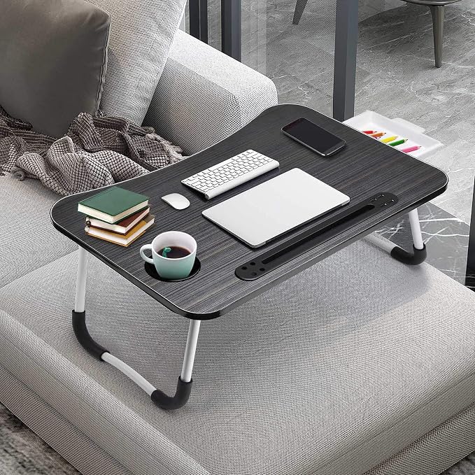 Slendor Bed Desk for Laptop and Writing with Storage, Cup Holder, Light | Fan, Pen Holder,Tablet Holder,Foldable, for Bed, Couch, Floor, Portable,Black - Image 8
