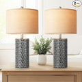 23" Modern Ceramic Table Lamp Set of 2, Table Lamps for Living Room, Rustic Farmhouse Bedside Lamps Nightstand lamp for Bedroom, Desk Lamp for End Table Home Decor Black by PARTPHONER