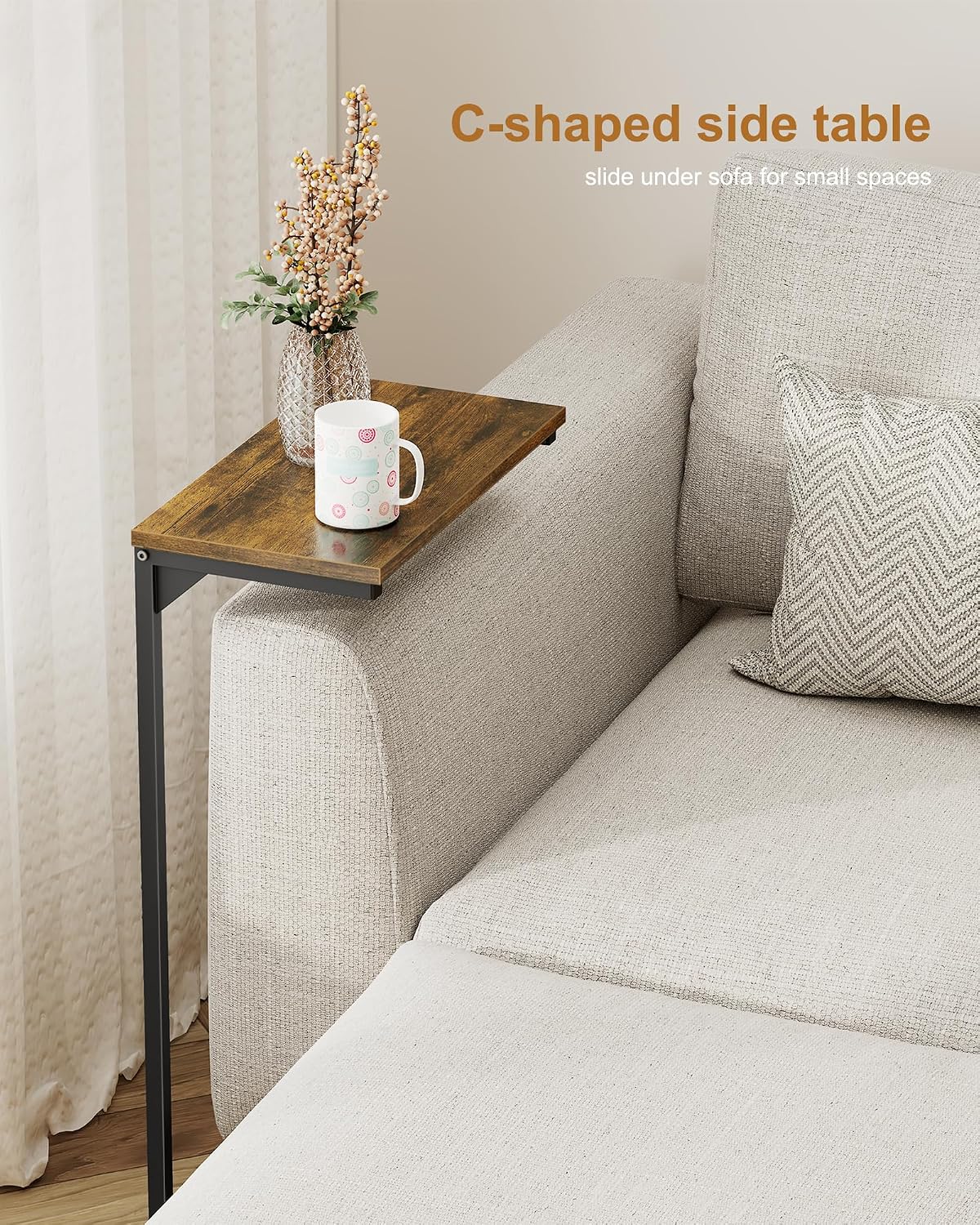 TUTOTAK C Shaped End Table Set of 2, 28.7 inch Tall Couch Small Side Table - Image 7