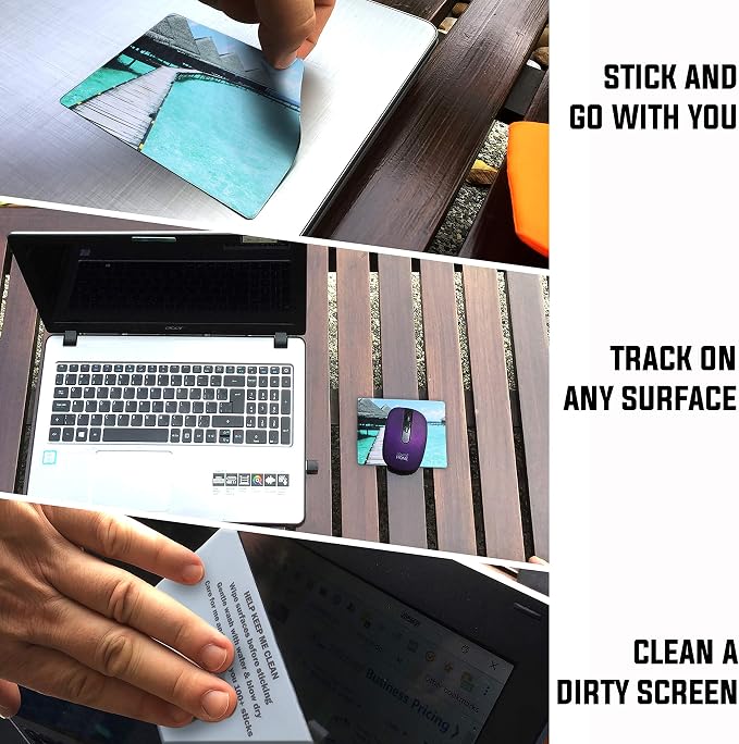 Mouse Pad Adhesive Bottom - Sticks to Any Surface - Portable - Webcam Covers and Screen Cleaner Included (Beach) - Image 2