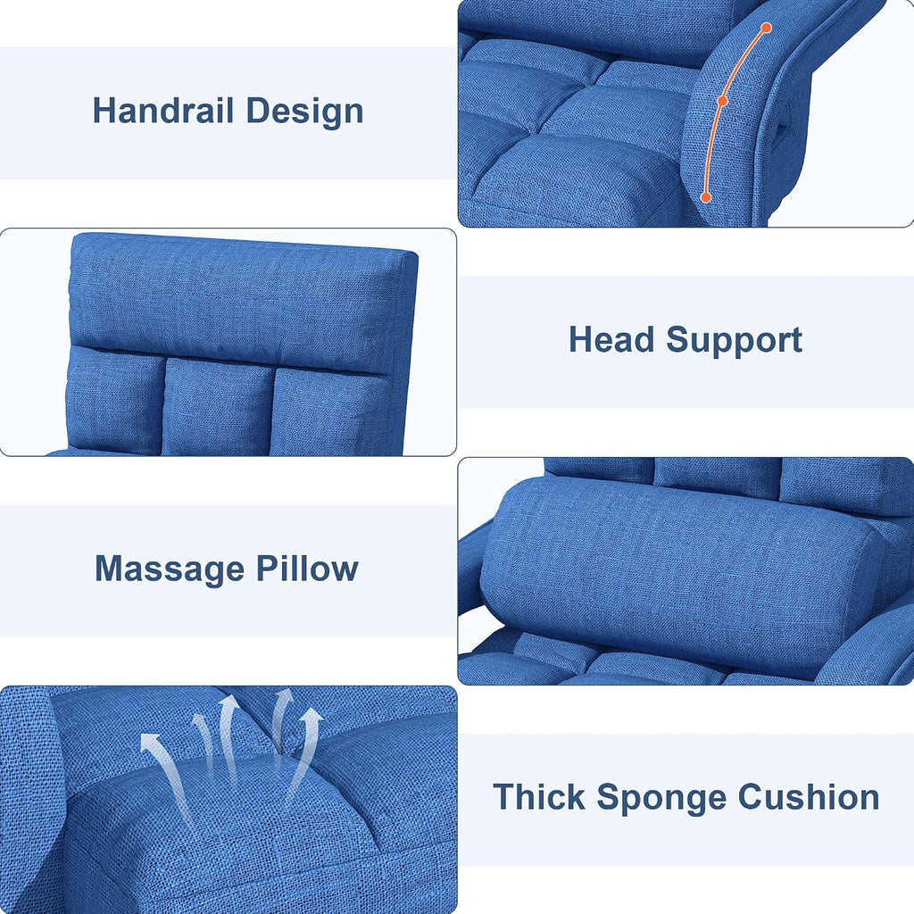 Floor Gaming Chair, 6 Adjustable Position Comfy Chair with Back Support, Ergonomic Chaise Lounge Chair, Meditation Chair with Armrest for Living Room, Bedroom, Blue - Image 7