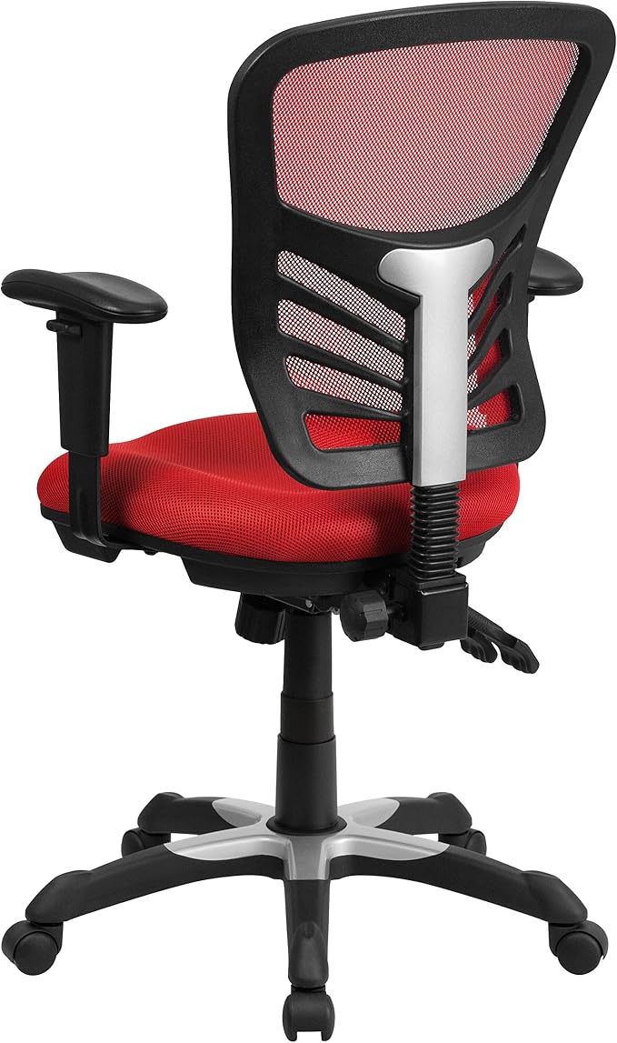 Flash Furniture Mid-Back Mesh Executive Office Chair, Red | Adjustable Armrests, 360° Swivel, Height Adjustable, Commercial Grade - Image 5