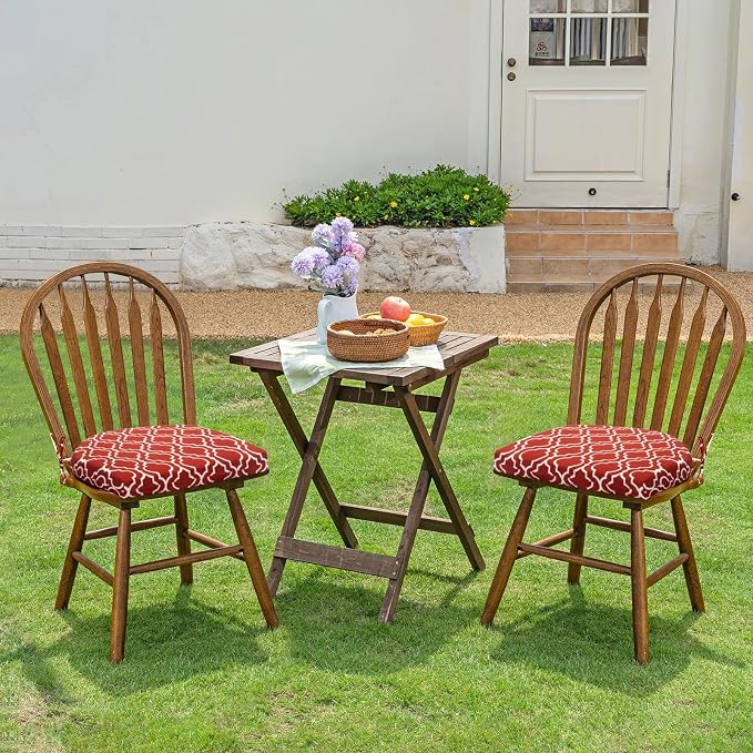 HARBOREST Outdoor Chair Cushions Set of 6, Water Resistant Patio Chair Cushions with Ties, Outdoor Seat Cushions for Patio Furniture, 17"x16"x2", Wine Red Geometry - Image 7