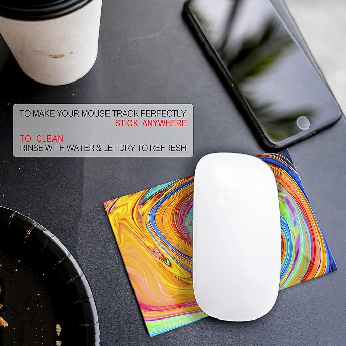 Mouse Pad Adhesive Bottom - Sticks to Any Surface - Portable - Webcam Covers and Screen Cleaner Included (Color Swirl) - Image 7