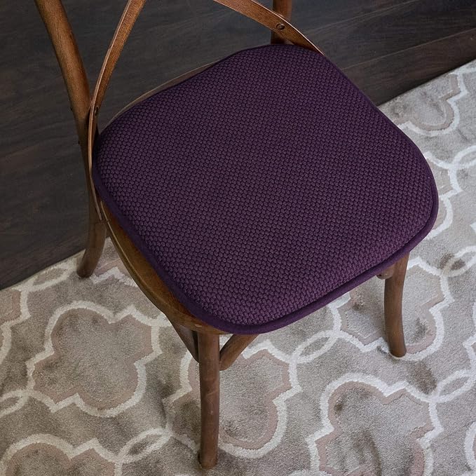 Sweet Home Collection Cushion Memory Foam Chair Pads Honeycomb Nonslip Back Seat Cover 16" x 16" 4 Pack Eggplant Purple - Image 5