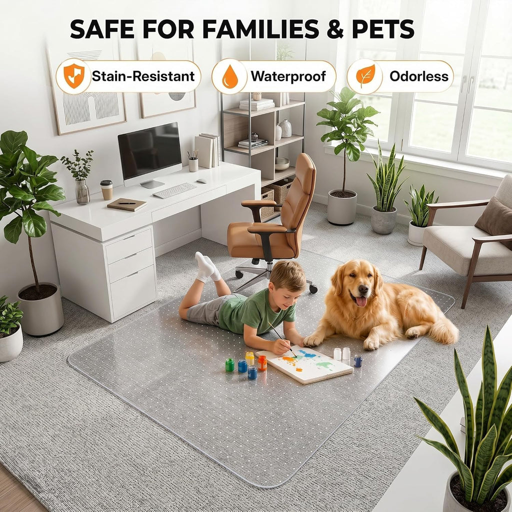 Office Chair Mat for Carpet, 36"×48" Heavy-Duty Clear Desk Floor Mat for Low Pile Carpets, Non-Slip PVC Carpet Protector Mat for Home, Office, Gaming Room, Smooth Glide, Easy to Clean - Image 6
