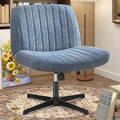OLIXIS Criss Cross Chair, Vanity Chair, Home Office Desk | Height Adjustable, Comfy Fabric, Armless Wide Seating for Bedroom Student Study Room, Blue No Wheel by OLIXIS