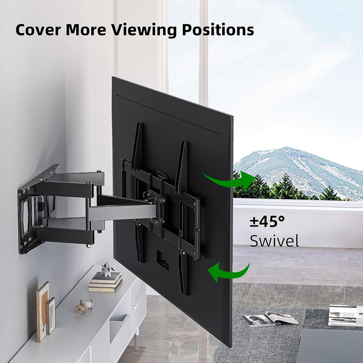 Full Motion TV Wall Mount for Most 37"-84" Flat Screen TV, Swivel or Tilt TV Wall Bracket with Dual Articulating Arms, for 12"-16" Wood Studs, Max VESA 600x400mm, Load 120 lbs by USX MOUNT - Image 3
