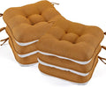 BETU Chair Cushions for Dining Chairs Set of 6,3.5" Thick Kitchen Table Chair Pads with Ties,Non Slip Backing and Covers, Seat Cushion for Dining Room,Bar,Patio Chairs,15.5"X15.5"X3.5",Caramel by BETU