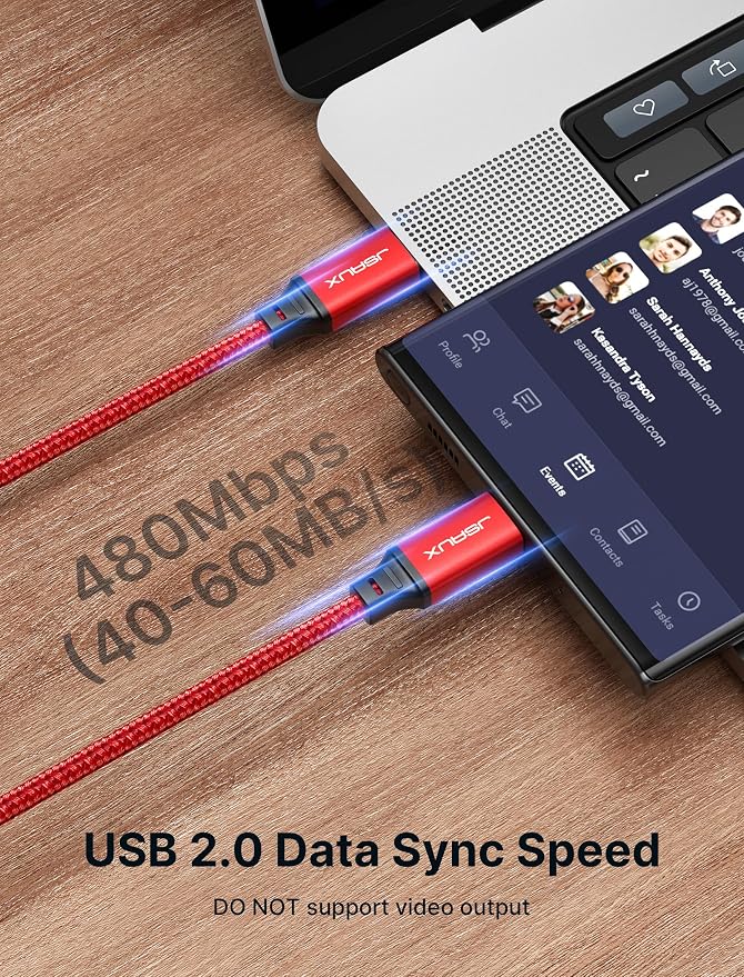 JSAUX 100W USB C to USB C Cable [2-Pack 10FT], PD Fast Charging, Blue | 100 Watt Fast Charger, Braided Type-C Cords for iPhone Air/17/16/15 Series, Galaxy S/Note Series, MacBook and iPad - Image 7