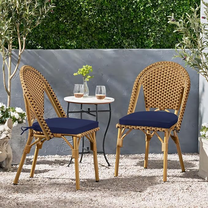 HARBOREST Outdoor Chair Cushions Set of 2, Water Resistant Patio Chair Cushions with Ties, Outdoor Seat Cushions for Patio Furniture, 17"x16"x2", Navy - Image 7