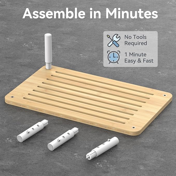 Bamboo Monitor Stand Riser, 4 Adjustable Height,Easy Assembly | Laptop Stand with Airflow Vents, Desk Organizer for Computer, PC, Printer - Image 4
