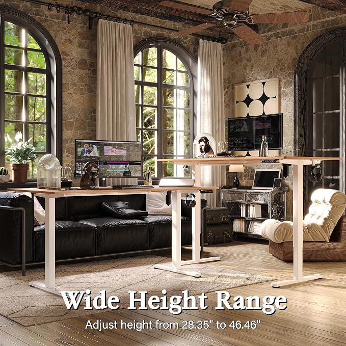 Monomi Electric Standing Desk 63"x28" Height Adjustable Sit Stand Desk | Ergonomic Home Office Computer Gaming Desk with Memory Preset Controller and Anti-Collision,Natural - Image 4