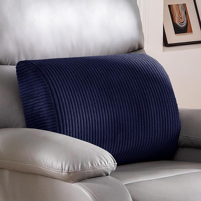 HIGOGOGO Lumbar Support Pillow for Recliner Chair/Accent Chair/Couch, Large Memory Foam Back Support Cushion for Elderly, Recliner Cushions for Back Rest, Pain Relief, Reading, Washable Cover, Navy by HIGOGOGO