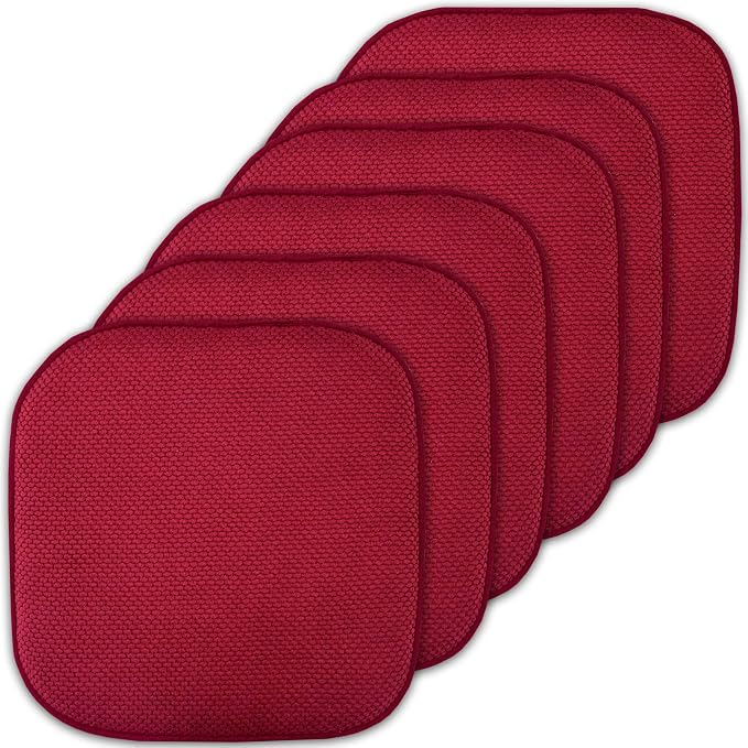 Sweet Home Collection Cushion Memory Foam Chair Pads Honeycomb Nonslip Back Seat Cover 16" x 16" 6 Pack Red by SweetHomeCollection
