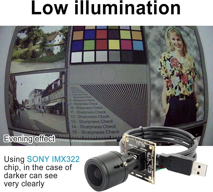 ELP Sony IMX323 Sensor Low Light Mini USB Camera Module with Microphone Manual Zoom 2.8-12mm Lens H.264 0.01LUX UVC USB2.0 Video Webcam Board Home Surveillance PC Camera for Laptop - Image 3