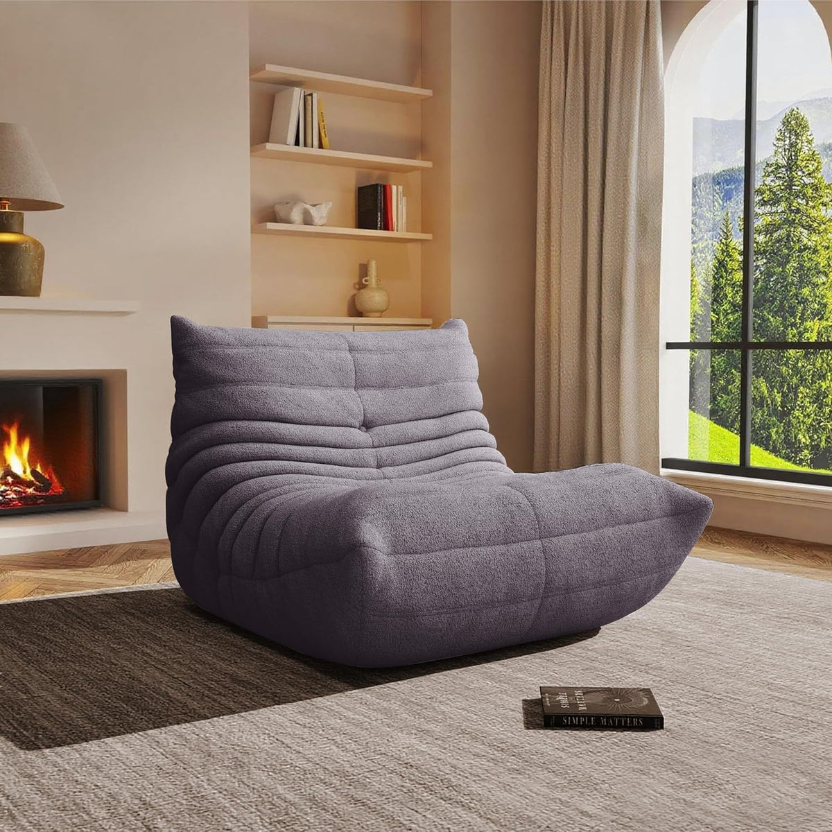 Giant Bean Bag Chair for Adults,Comfy Lazy Fireside Accent Chair with Memory Foam,Cozy Single Floor Sofa Couch Boneless Chaise Lounge for Living Room Bedroom Gaming Room(Gary,1Seater) by B.Sauraseng