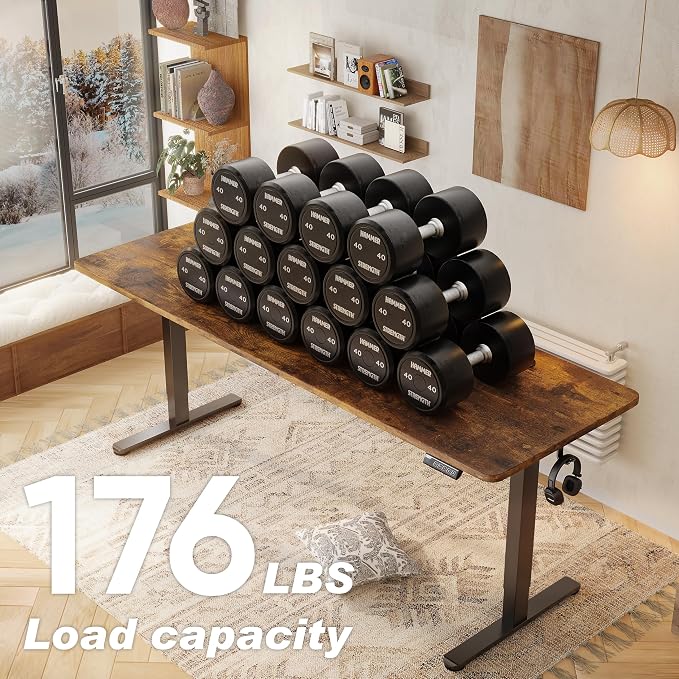Monomi 86.6" Large Electric Standing Desk,Height Adjustable for Two-Person | Ergonomic Sit Stand Up Home Office Computer Desk Workstation with Memory Setting,Gaming Desk,Rustic Brown - Image 4