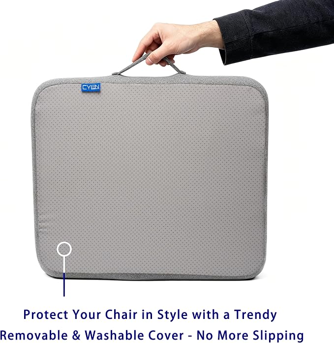 CYLEN Ifoam Memory Foam Layer Wheelchair Cushion - Seat Cushion for Wheelchair-Office Chair, Kitchen Chair-Pressure Sore and Tailbone Pain Relief-High Dense Polyfoam Base (Grey, 18×16×3 inch) - Image 4