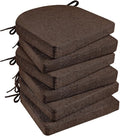 Basic Beyond Chair Cushions for Dining Chairs 6 Pack, Kitchen Chair Cushions with Ties and Non Slip Backing, 16 x 16 inches Chair Pads for Dining Chairs (Brown) by BasicBeyond