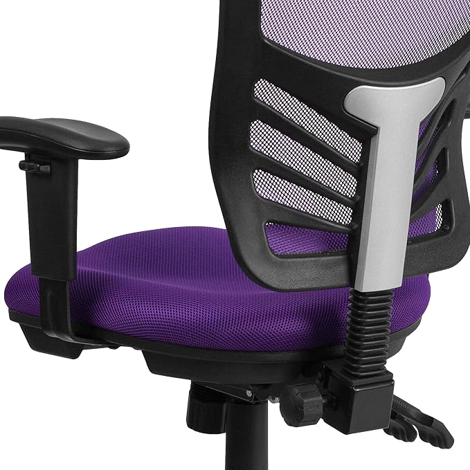 Flash Furniture Mid-Back Purple Mesh Multifunction Executive Swivel Ergonomic Office Chair with Adjustable Arms | Adjustable Armrests, 360° Swivel, Height Adjustable, Commercial Grade - Image 8