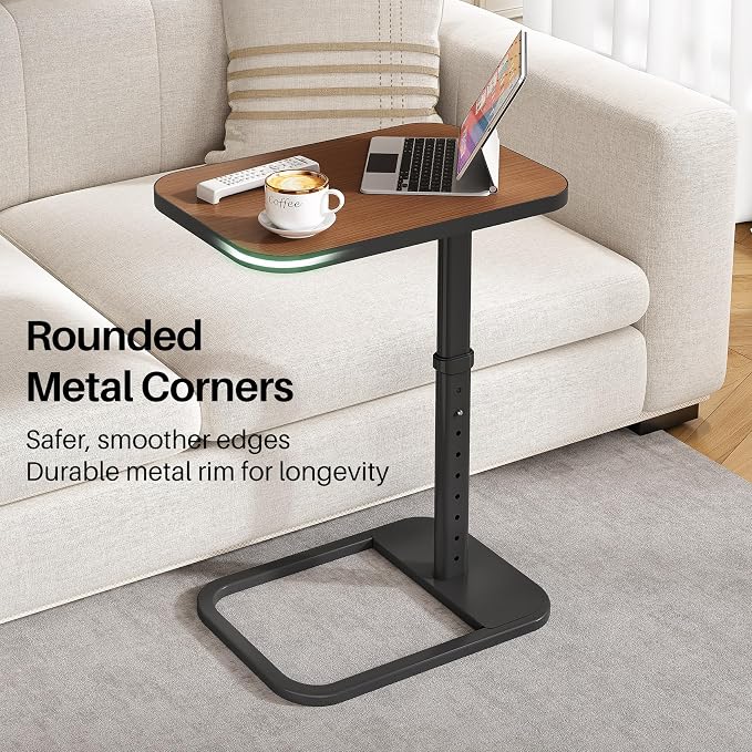 Kitstorack Upgraded TV Tray Table with Panel Lock, 90° Flip-Over Design & Adjustable Height, Sofa Arm Side Table for Eating, Laptop, Couch, Bed, or Small Spaces, Espresso - Image 6