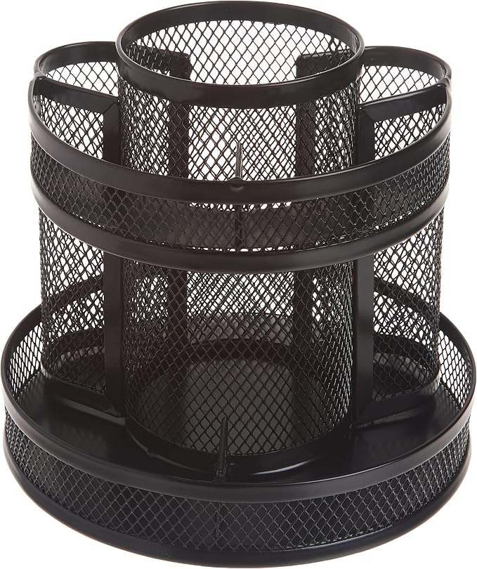 Rolodex Desk Organizer Rotating Office Supply Caddy Mesh Black (6.5" x 6.5" x 6.25") (Pack of 8) - Image 3