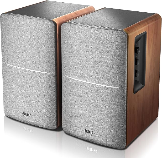 Edifier R1280DB Powered Bluetooth Bookshelf Speakers - Optical Input - Wireless Studio Monitors - 4 Inch Near Field Speaker - 42w RMS - Wood Grain - Image 2