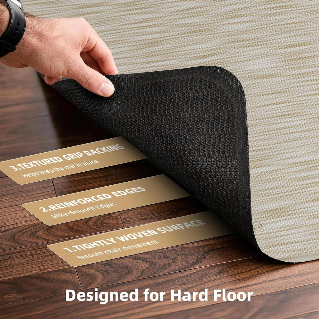 Office Chair Mat for Hardwood Floor 36" x 48", Oatmeal PVC Floor Protector - Image 4