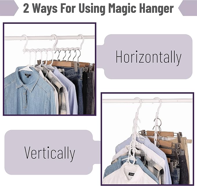 Mr. Pen- Space Saving Hangers for Clothes, 12 pcs, White, Plastic Multi Clothes Hangers Space Saving, 5 Slots, 360° Rotating Hooks - Image 4