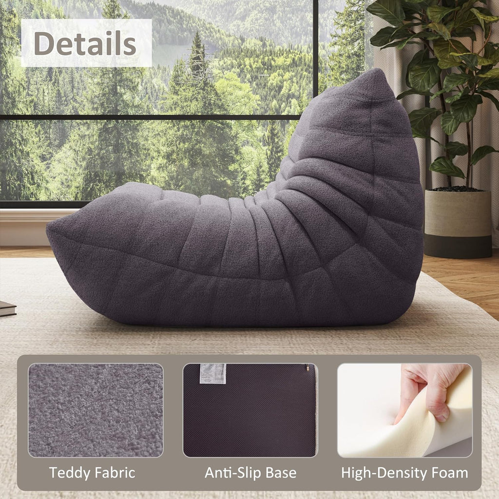 Giant Bean Bag Chair for Adults,Comfy Lazy Fireside Accent Chair with Memory Foam,Cozy Single Floor Sofa Couch Boneless Chaise Lounge for Living Room Bedroom Gaming Room(Gary,1Seater) - Image 5