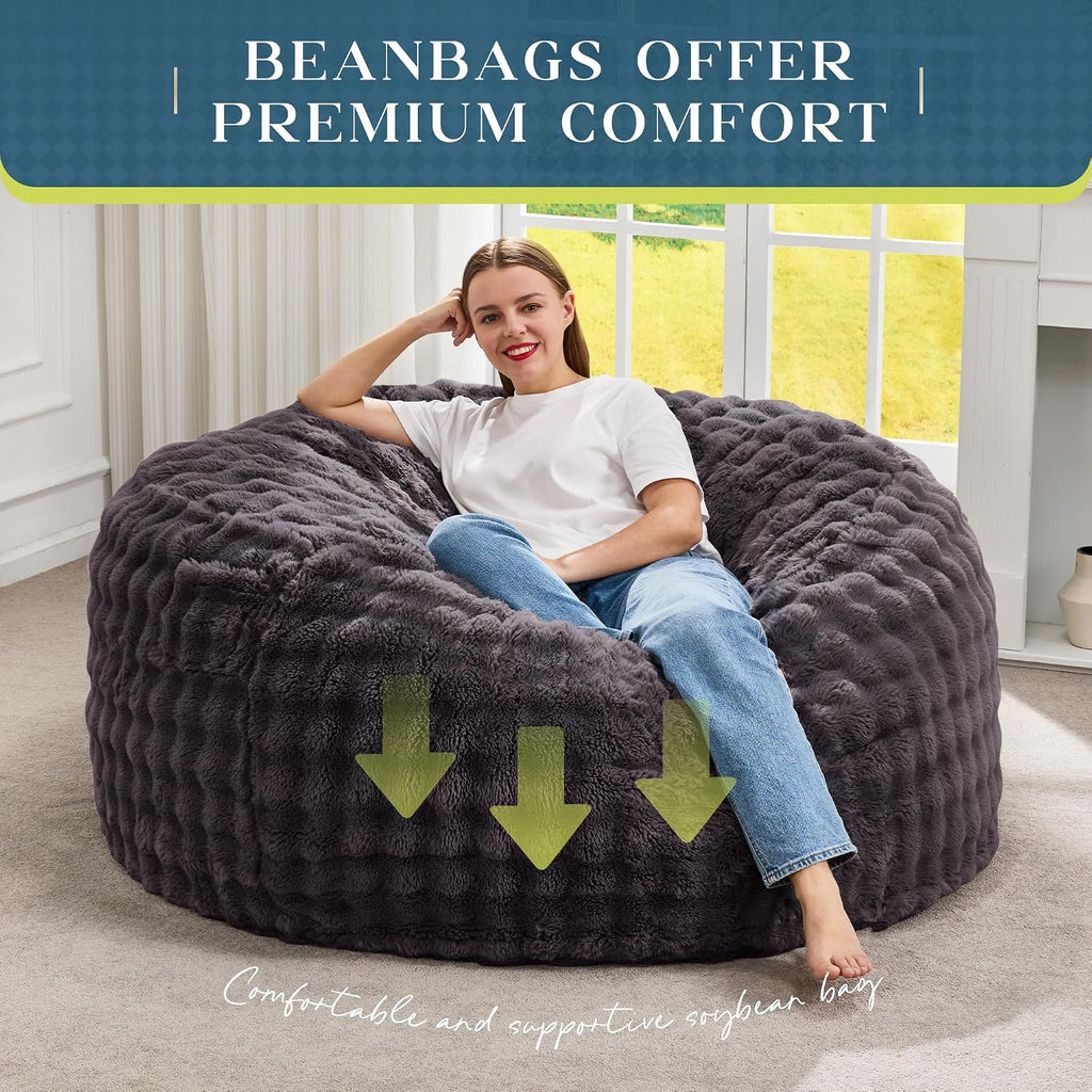 Hobestluk Adults Bean Bag Chair 4FT Big BeanBag Chair Extra Large Oversized - Image 6