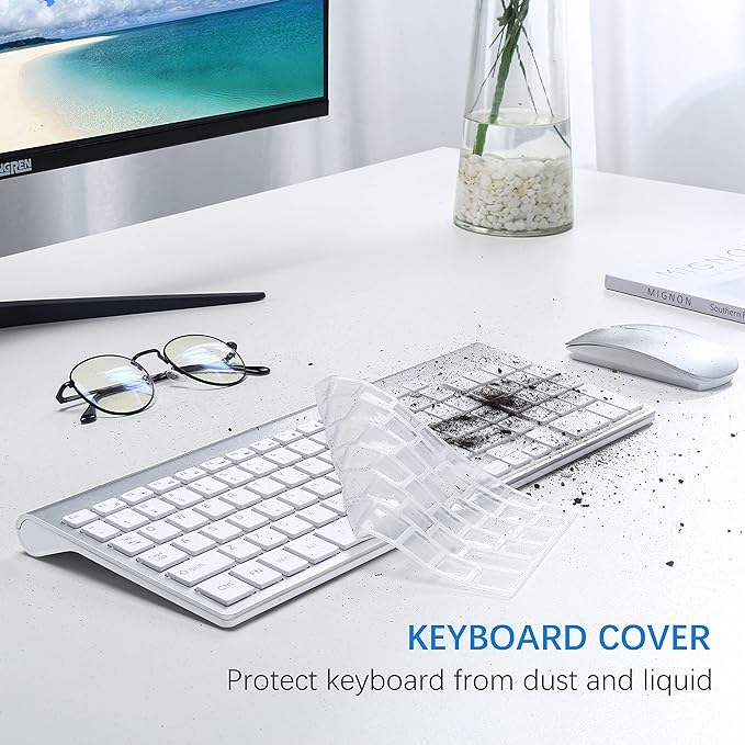 Wireless Keyboard and Mouse Ultra Slim Combo, TopMate - Silver White | 2.4G Silent Compact 2400DPI Mouse and Scissor Switch Keyboard Set with Cover, Batteries Included, for PC/Laptop/Windows/Mac - Image 5