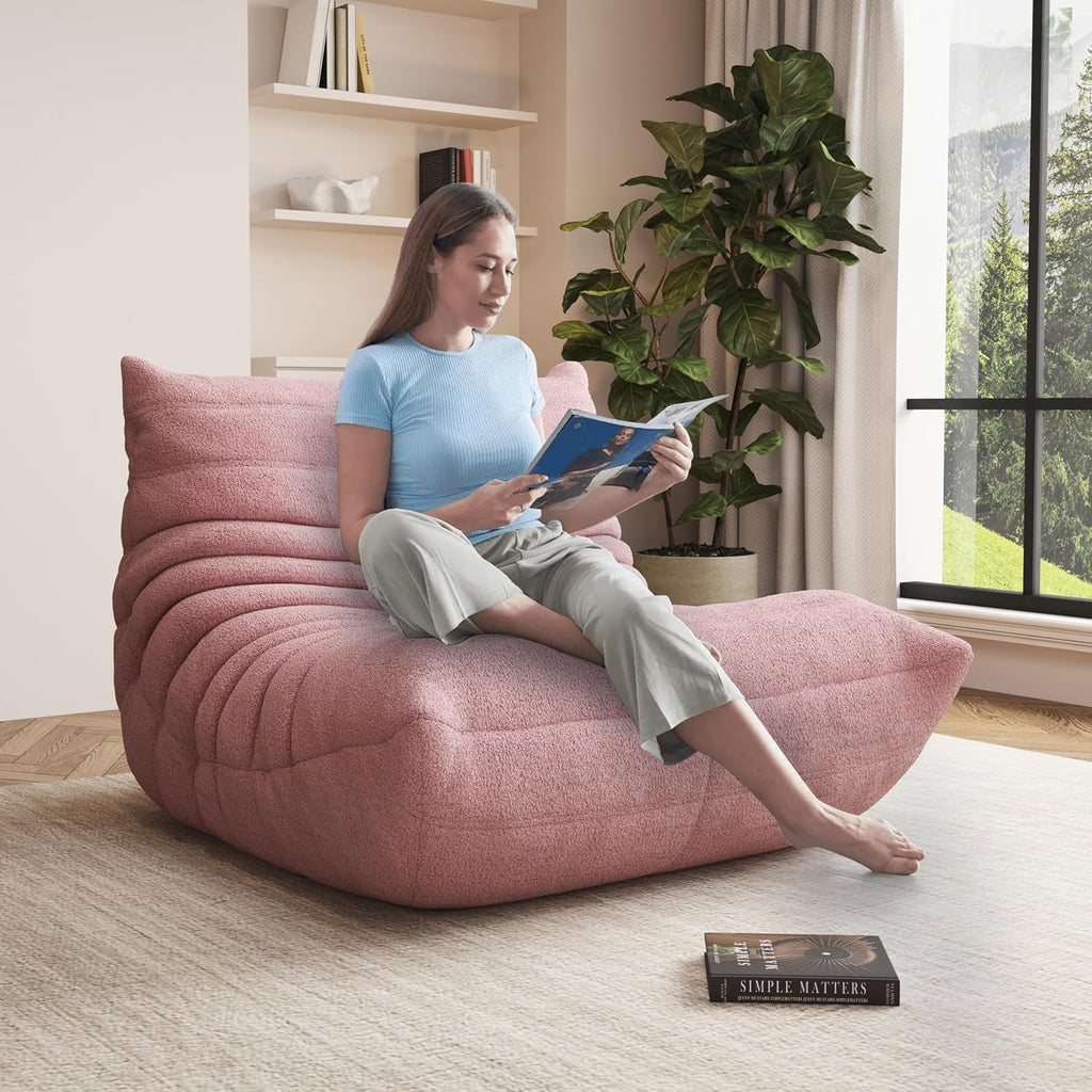 Giant Bean Bag Chair for Adults,Comfy Lazy Fireside Accent Chair with Memory Foam,Cozy Single Floor Sofa Couch Boneless Chaise Lounge for Living Room Bedroom Gaming Room(Pink,1Seater) - Image 7