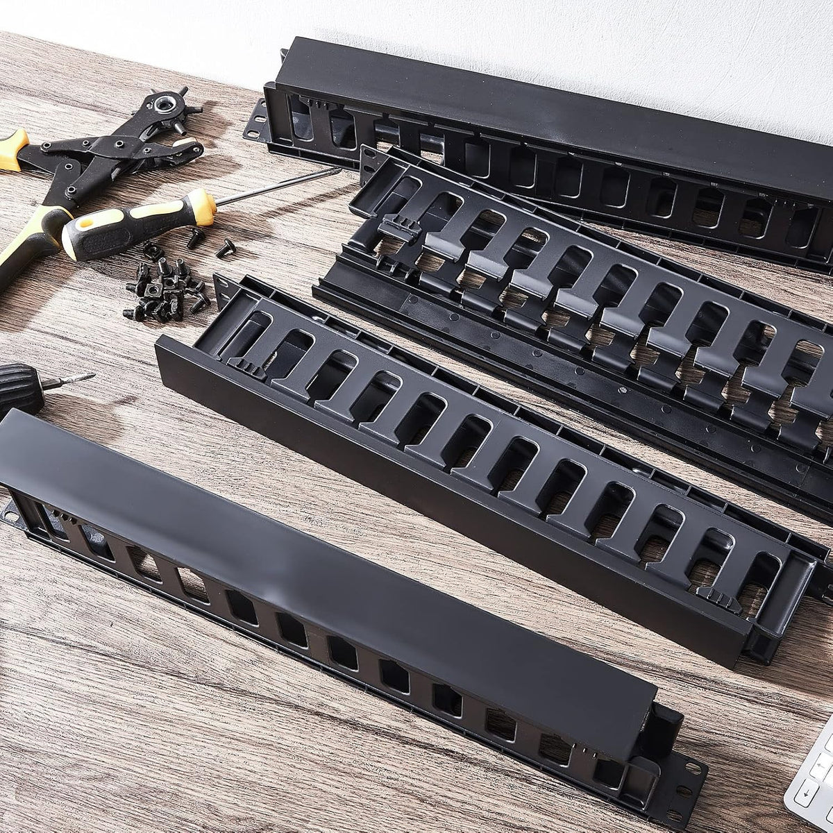 Leinuosen 2 Pcs 1U Horizontal Cable Management Rack Mount Sleeve - Image 7