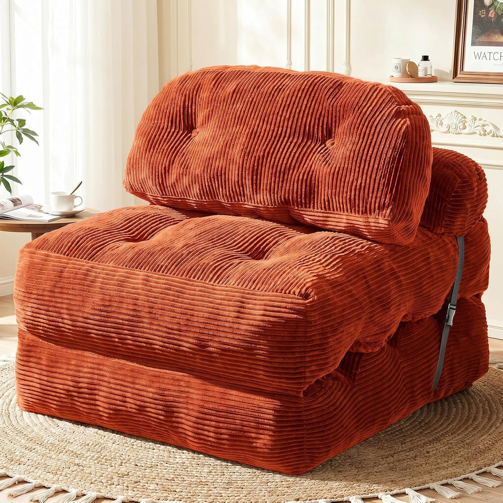 Folding Sofa Bed, Convertible Sleeper Chair with Back Support and Pillow by Vellorise