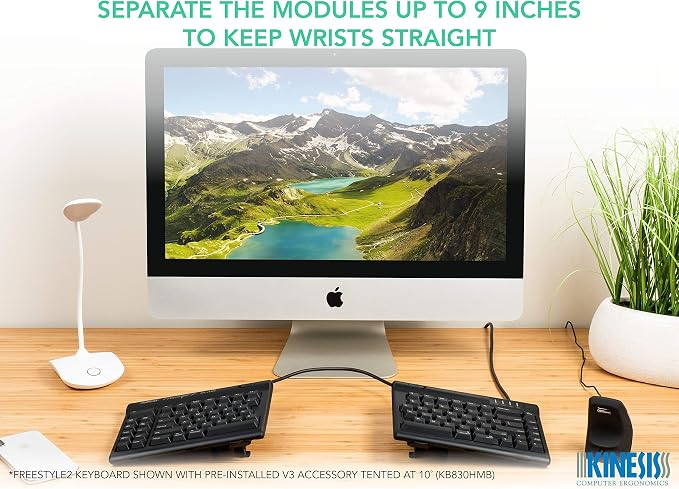 Kinesis Freestyle2 Ergonomic Keyboard w/ V3 Lifters for Mac (9" Separation) - Image 3