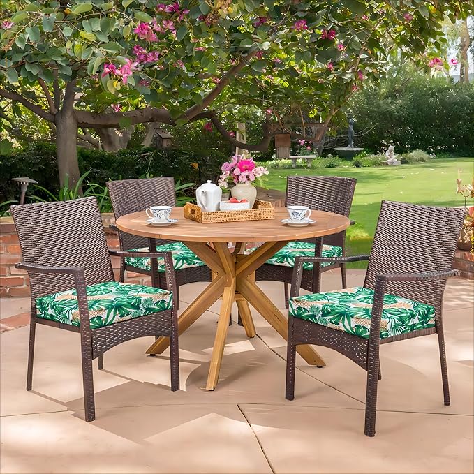 HARBOREST Outdoor Chair Cushions Set of 4, Water Resistant Patio Chair Cushions with Ties, Square Corner Outdoor Seat Cushions for Patio Furniture, 18.5"x16"x3", Frond - Image 7