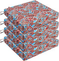 UNIKOME Outdoor Chair Cushions Pack of 4, Water Resistant Patio Cushions with Ties, High Density Sponge Filling Square Corner Seat Cushions for Outdoor Furniture, 18.5"*16"*3", Brown Paisley by UNIKOME