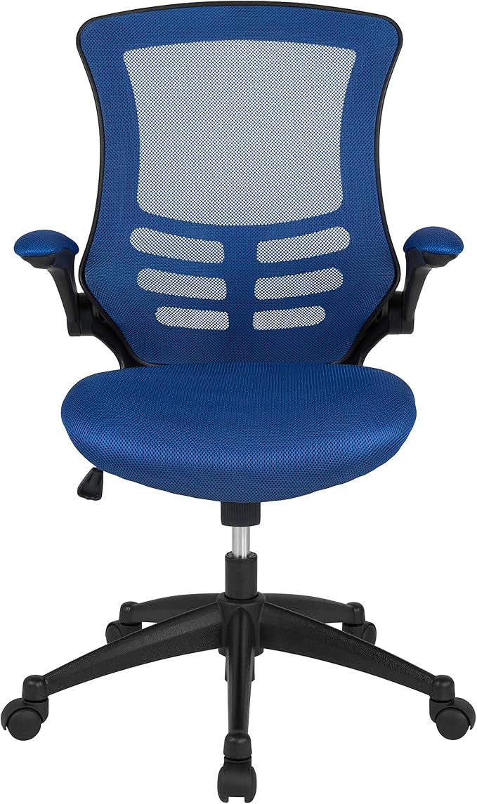 Flash Furniture Kelista Mid-Back Blue Mesh Swivel Ergonomic Task Office Chair with Flip-Up Arms - Image 10