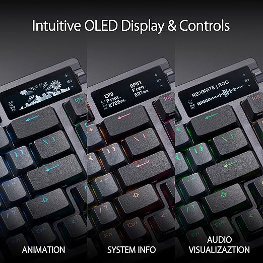 ASUS ROG Azoth Wireless Mechanical Gaming Keyboard – 75% TKL, Tri-Mode Connectivity, Hot Swappable Pre-lubed ROG NX Storm Clicky Switches, PBT Keycaps, RGB, OLED Display, PC/Mac Support - Black - Image 2
