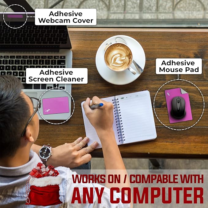 Mouse Pad Adhesive Bottom - Sticks to Any Surface - Portable - Webcam Covers and Screen Cleaner Included (5 Pack - Rainbow) - Image 8