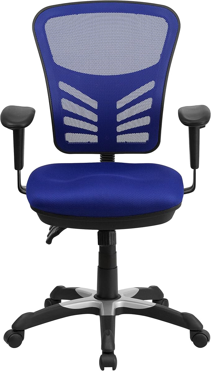 Flash Furniture Mid-Back Blue Mesh Multifunction Executive Swivel Ergonomic Office Chair with Adjustable Arms | Adjustable Armrests, 360° Swivel, Height Adjustable, Commercial Grade - Image 7