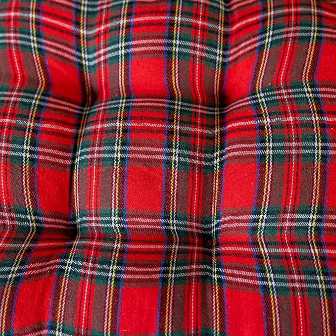vctops Christmas Red Tartan Chair Cushions with Ties (Pattern H,16"x16") | Soft Comfortable U-Shaped Chair Pads Non Slip Seat Cushions for Indoor Dining Room and Kitchen Chairs - Image 7