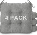 Geetery Black and White 4 Pack Ticking Stripe Chair Cushions with Ties, 16"x15" Reversible Indoor Chair Pads for Dining Chairs, Soft Kitchen Seat Cushions for Home Office Living Room by Geetery